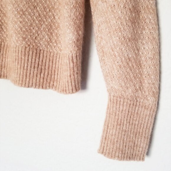 Quince Baby Alpaca-Wool Diamond Stitch Crewneck Sweater M Natural Lightweight - Picture 11 of 15